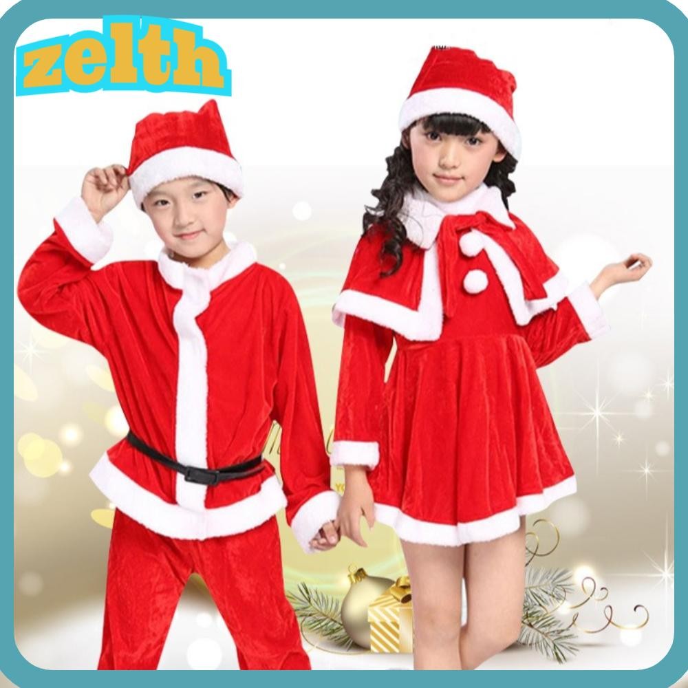 Zelth ชุดคอสเพลย์, ปีคลาสสิกเด็กเสื้อผ้าคริสต์มาส, 2024 Santa Claus Warm Soft Plush Xmas ชุดสวมใส่ชายหญิงเด็กวัยหัดเดิน
