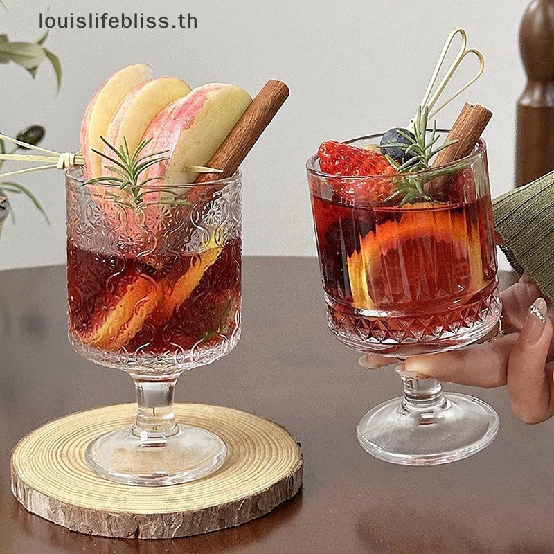 Louislifebliss สไตล์เกาหลีแกะสลักนูนถ้วยแก้ว Goblet ขนาดเล็กสําหรับ Soju สาเกเหล้าสั้น Stemmed แก้วใหม่ - รูปที่ 7