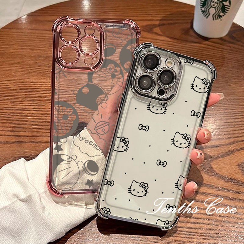 สําหรับredmi 13C A1 12C 10C 10 12 9A 9C K60 หมายเหตุ 13 12 11 11s 10 10s Pro 4G Xiaomi Poco X6 Pro 5G Doreamon Kittyสี่มุมDrop-proofชุบเคสโทรศัพท์ปกอ่อน