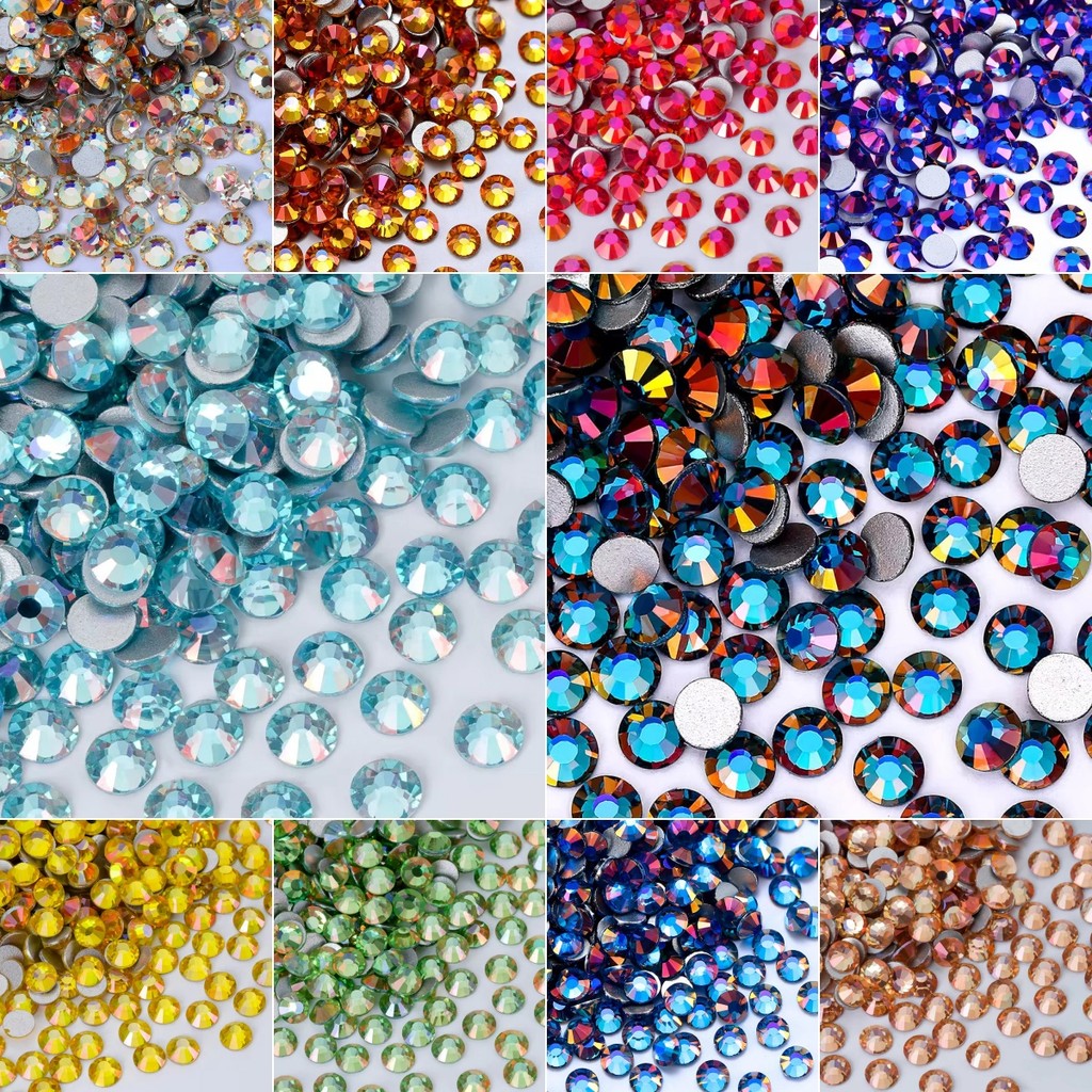Ss6-ss30 Non hotfix Rhinestone Glass Glitter Flatback กาวบนเล็บหัตถกรรม DIY ตกแต่ง