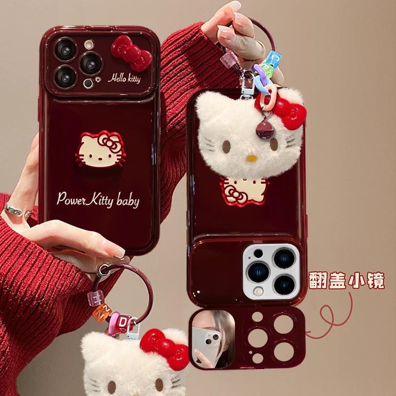 Kt Bowknot Apple 16 เคสโทรศัพท์พลิกหน้าต่างขนาดใหญ่ iPhone15promax จี้ xr/se Soft 7p/8p