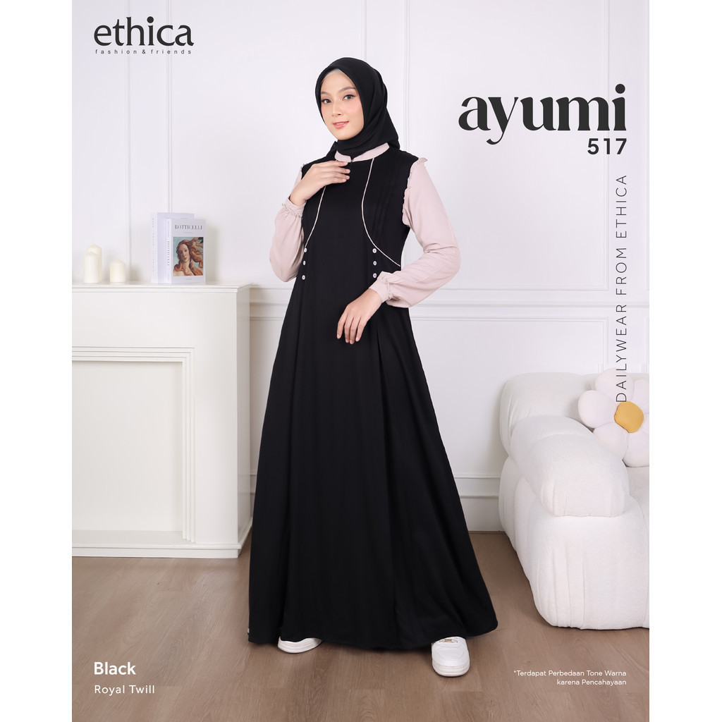 ล่าสุด Gamis ผู้ใหญ่ Ayumi 517 ชุดเดรสมุสลิมผู้หญิงเรียบง่าย Original By Ethica