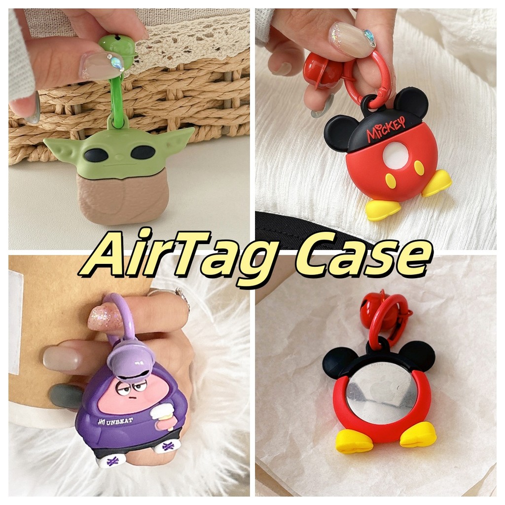 ปลอกเคส AirTagสําหรับApple iTag GPS Coverพร้อมพวงกุญแจAnti-Fall Anti-Lossแหวนซิลิโคนอ่อนนุ่มการ์ตูนสีขาวสีดํา