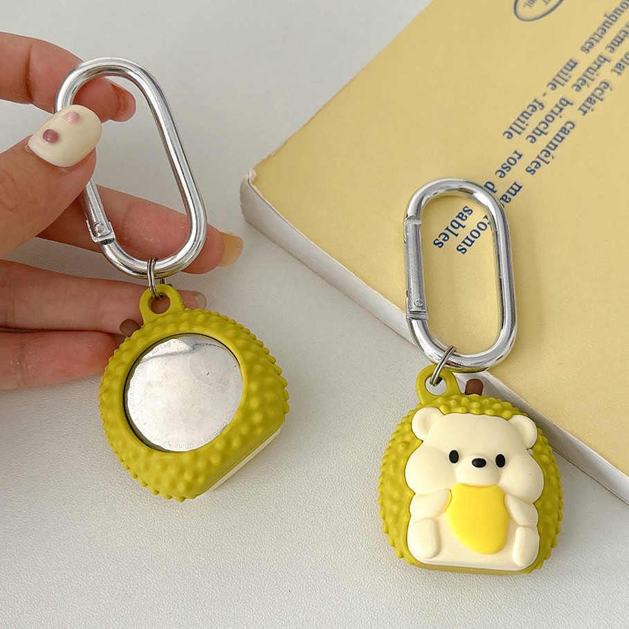 ที่วาง Hedgehog AirTag น่ารักพร้อมตะขอสําหรับฝาครอบป้องกันแบบนุ่ม Apple AirTag
