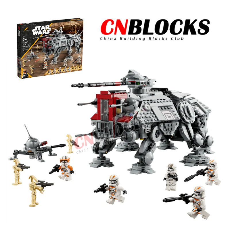 Star Wars รุ่น 75337 AT-TE Walker Building Blocks ประกอบเครื่องประดับ (1082 + PCS) เด็กการศึกษาของเล