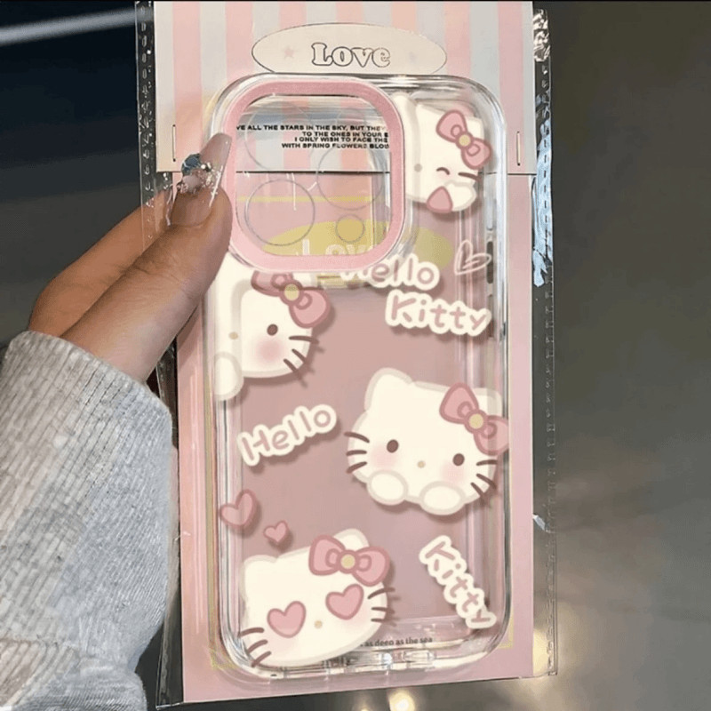 สวัสดี คิตตี้ ไอโฟน16โปรแม็กซ์ เคสโทรศัพท์การ์ตูนหญิง ไอโฟน15 14 13 12 11 ซิลิโคนใสเต็มแพคเกจป้องกันการตกฝาครอบป้องกันน้ํา