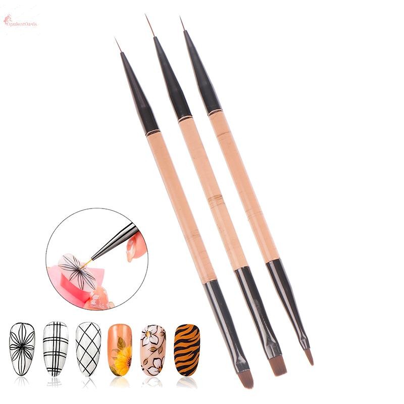 Cod 3 ชิ้น Double Ended 7/9/11 มิลลิเมตร Liner Paing แปรงเล็บแบนรอบวาดดอกไม้ DIY กลีบปากกาเครื่องมือใหม่