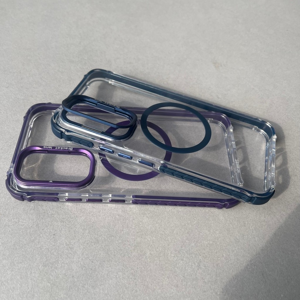 SAMSUNG แม่เหล็กไม่เหลืองเคสโทรศัพท์สําหรับsamsung S25 S24 S23 Ultra Plus A55 A54 A35 A25 A24 A15 A14 A05S A05 FEอะคริลิคเกราะแข็งโปร่งใสหนาShock Proofโลหะเลนส์วงเล็บ