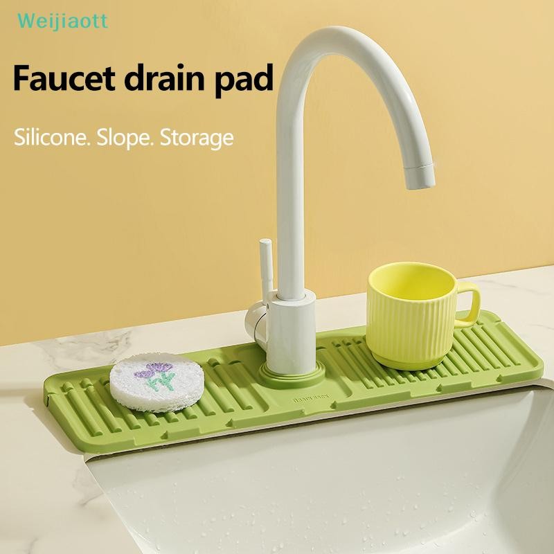Weijiaott ซิลิโคนอ่างล้างจานก๊อกน้ํา Mat Splash Guard Protectors ซิลิโคนจานแห้งก๊อกน้ํา Splash Guard ฟองน้ําผู้ถือสําหรับห้องครัว Gadget AO
