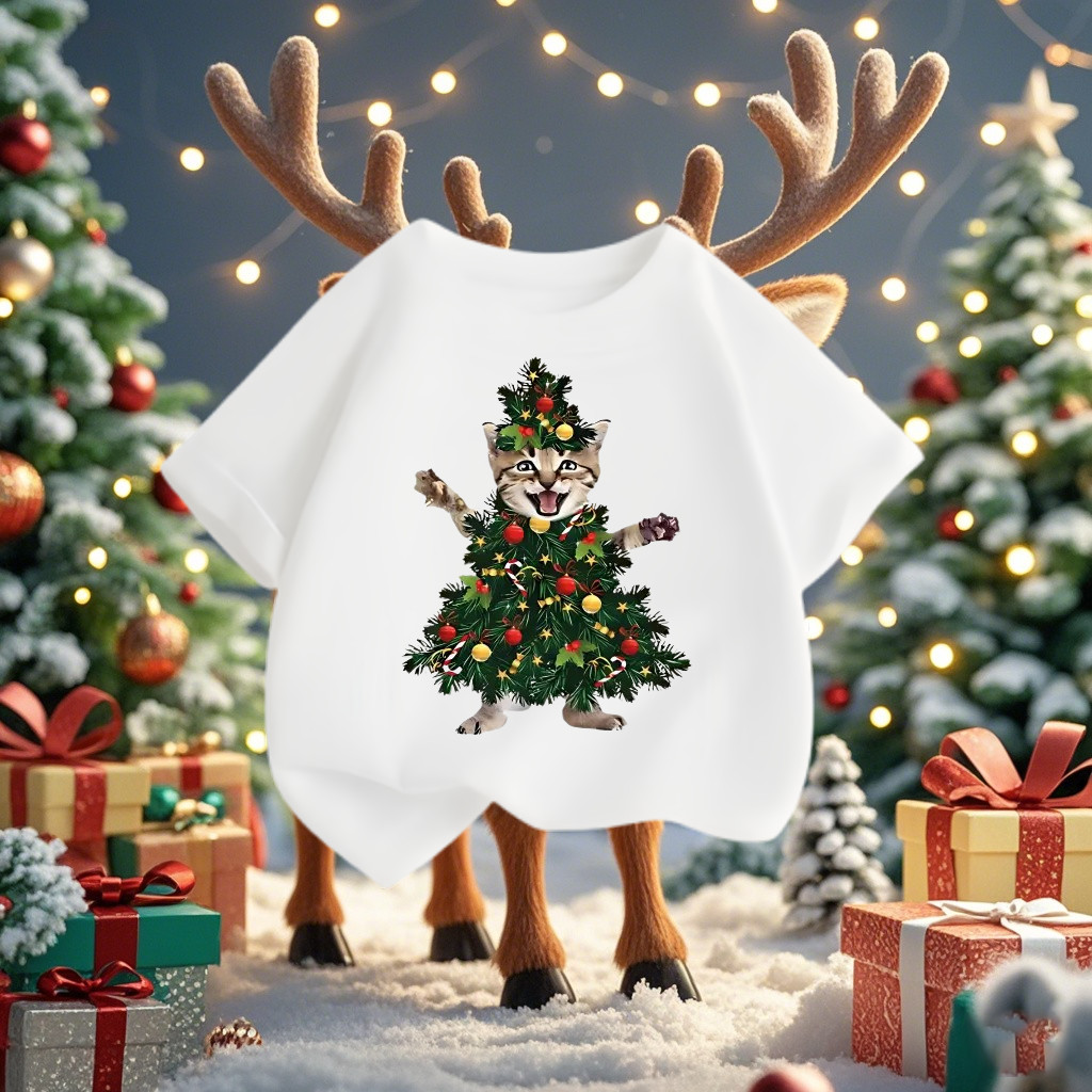 (จัดส่งตลอด 24 ชั่วโมง)KIDS PRINCESS เสื้อยืด Merry Christmas เสื้อยืดคริสต์มาสเด็กแขนสั้น สีแดงน่ารัก D109