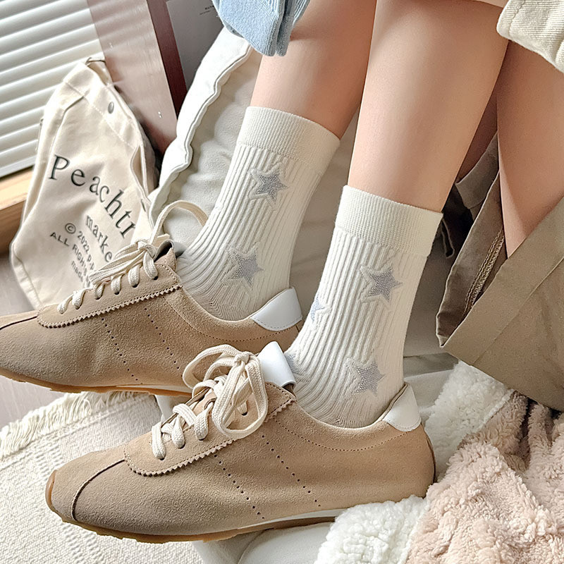 2024 ฤดูใบไม้ร่วงฤดูหนาวสไตล์ใหม่แฟชั่น Preppy สไตล์กลางหลอดยุโรปอเมริกันแนวโน้ม Street Star Influencer ถุงเท้า - รูปที่ 6