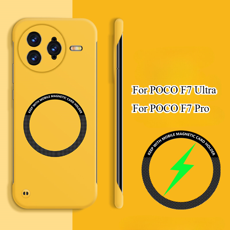 สําหรับ POCO F7 Ultra F7Pro กรณีแม่เหล็กไร้สายชาร์จ Frameless Matte Hard PC ป้องกันฝาครอบโทรศัพท์ Ultra-thin