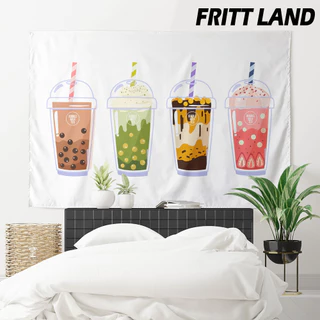 ผ้าผนังตกแต่งร้านอาหารและร้านเครื่องดื่มชาบับเบิ้ลน่ารัก Agirl