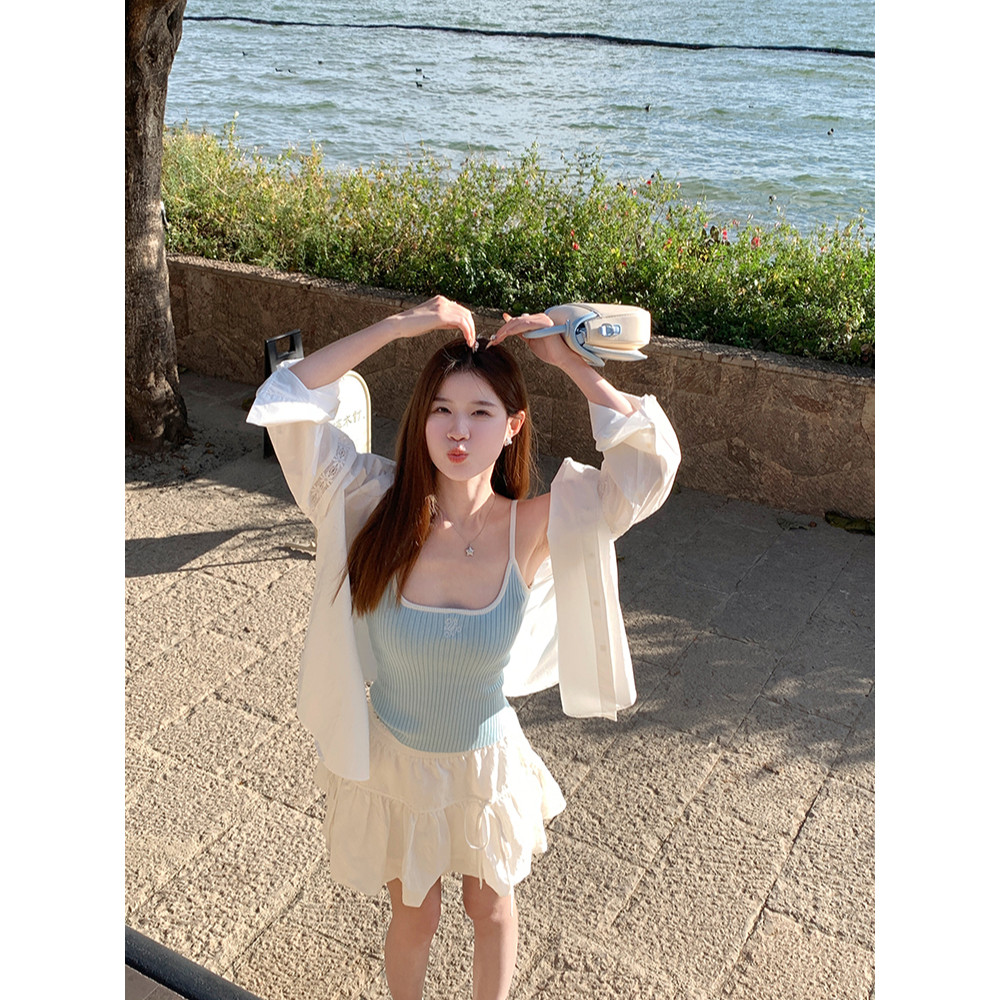 🌷Anne🌷เสื้อสายเดี่ยว ไหมพรม เข้ารูป ผ้านิ่ม ผ้าร่องปักตัวอักษร สีสดใส เสื้อแขนกุด ใส่สบาย น่ารักๆ สไตล์เกาหลี💕#Y9911