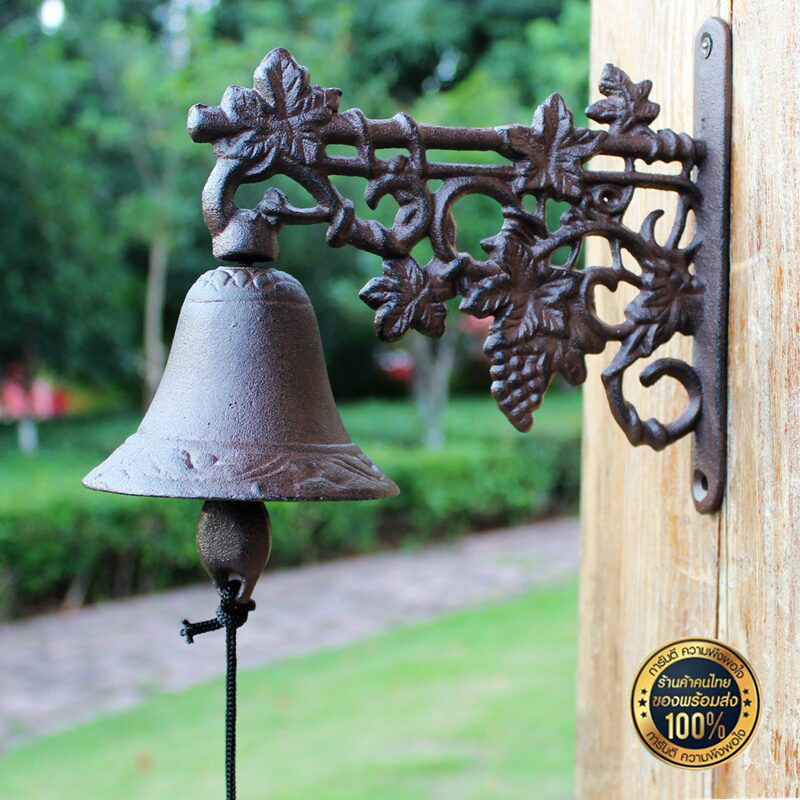 สไตล์นอร์ดิกศิลปะเหล็กตกแต่ง Doorbell ยินดีต้อนรับแขวนเครื่องประดับเหล็กหล่อ Handshake Bell Wall ตกแต่งองุ่น
