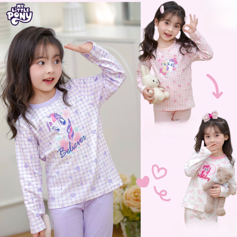 [Little Mary] ชุดนอนเด็กของแท้แขนยาว Lycra Cotton Loungewear สาวน่ารักหวานสไตล์ใหม่-0321