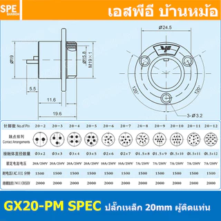 GX20 Aviation Plug VF Connector Metal Connector ปลั๊กเหล็ก 20 มิล 20 mm Metal Connector ขั้วปลั๊กเหล็ก Male Female Co...