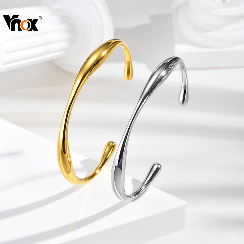 VNOX วีน็อกซ์ เรขาคณิตผิดปกติเปิดสร้อยข้อมือกําไลข้อมือสําหรับผู้หญิง,สแตนเลส ไม่ใช่ ขาด กําไลสร้อยข้อมือ,เครื่องประดับแ