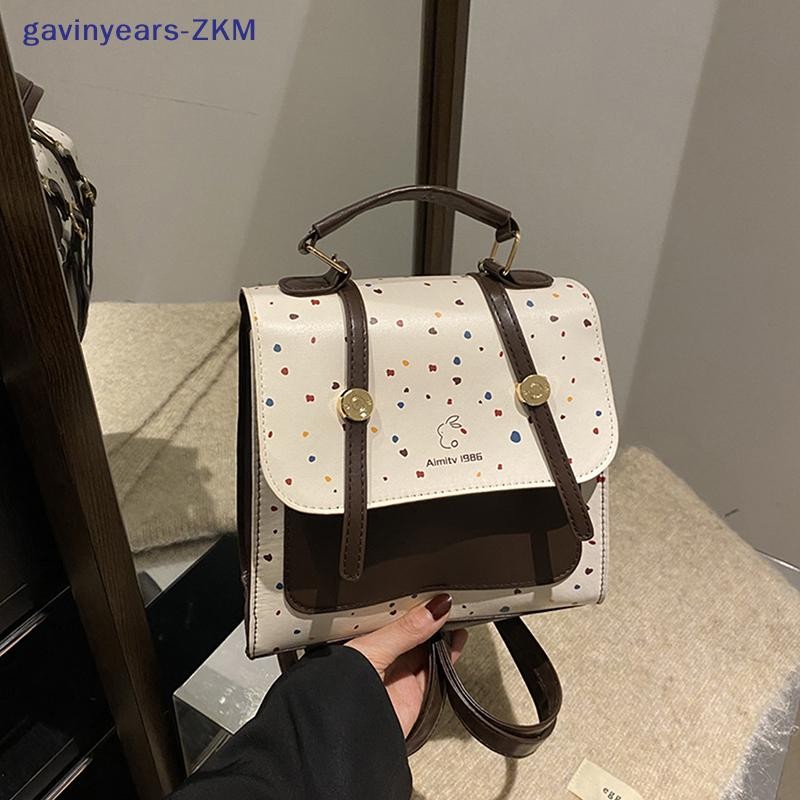 [gavinyears] Polka Dot Simple Casual All Match กระเป๋าผู้หญิง Vintage อินเทรนด์กระเป๋านักเรียน Stree