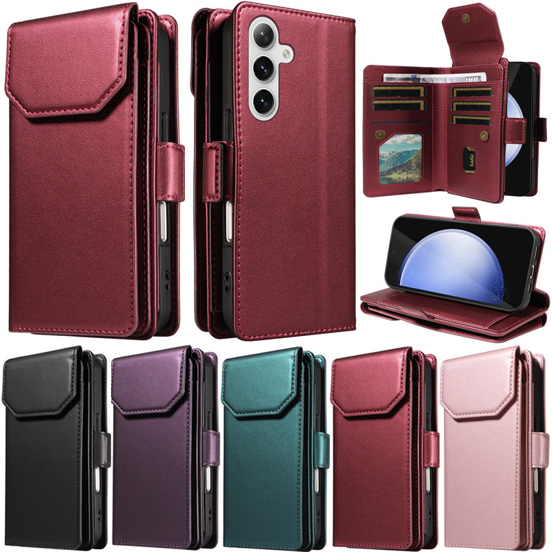 SAMSUNG หรูหราสําหรับSamsung Galaxy S25 Ultra S24 FE S25 Plus S23 FE S24 Plus S21 FE S23 Plus S22 Plus S21 Plus S20 Plus Multi-Funkctกระเป๋าสตางค์นุ่มPUหนังฝาครอบปลอก