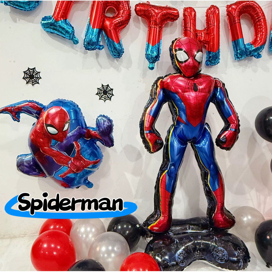 ชุดปาร์ตี้ Spider-Man ธีมซีรีส์ซูเปอร์ฮีโร่ ตกแต่งปาร์ตี้วันเกิด ลูกโป่งอลูมิเนียมฟอยล์ การจัดงานวันเกิด ลูกโป่งวันเกิด ลูกโป่งปาร์ตี้