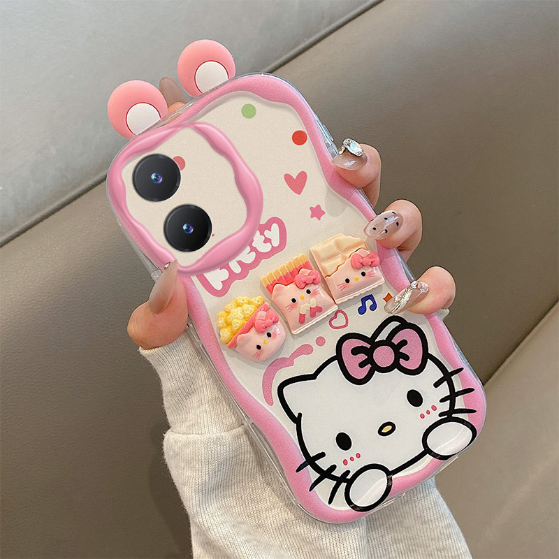 เคส  Vivo Y02s เคส  Kuromi Cute 3D Ears cream edge Soft Phone เคส  TY-EDNY