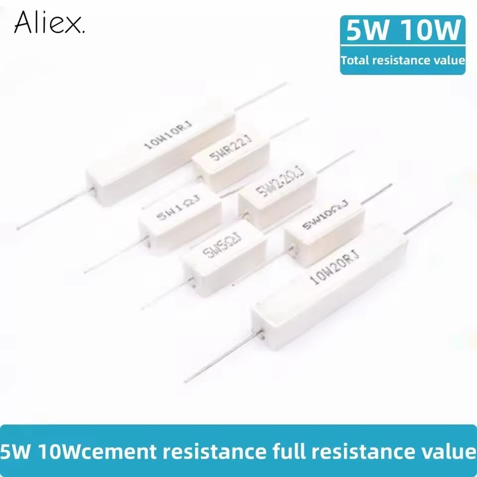 10pcs 5W 10W 20Wตัวต้านทานซีเมนต์ความต้านทานพลังงาน 1R 2R 3R 8.2R 9.1R 10R 12R 15R 18R 20R 22R โอห์ม 1K 2K 5K 10K 20K 100K