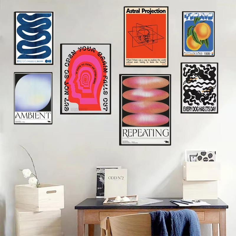 วินเทจญี่ปุ่นบทคัดย่อพิมพ์โปสเตอร์นอร์ดิกเปิดใจของคุณคลื่นสีฟ้าภาพวาดผ้าใบห้องนั่งเล่นที่ทันสมัยผนังศิลปะตกแต่งบ้าน