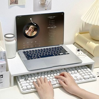 MUKUKU ที่วางโน๊ตบุ๊คชั้นวางจอคอม  สีไม้ และสีขาว สีดำ วางจอ…