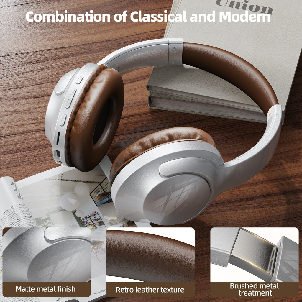 GOOJODOQ หูฟังสเตอริโอ Hi-Fi ไร้สาย ชุดหูฟังโหมดการเล่นไร้สายและแบบมีสาย ความชัดเจนเสียงที่เหนือกว่า ลดเสียง พับได้ การออกแบบน้ำหนักเบา - รูปที่ 3