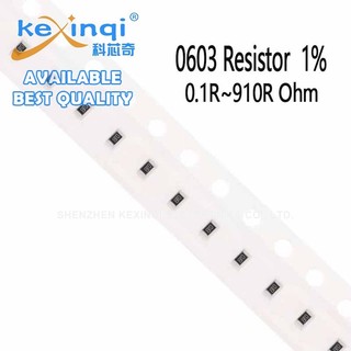 (100 ชิ้น) 0603 ตัวต้านทาน SMD 0.1R~910R 1% 1/10W 0.22R 0.33R 0R 1R 4.7R 3.3R 10R 22R 33R 47R 51R 100R 270R 330R 680R Ohm ความต้านทาน