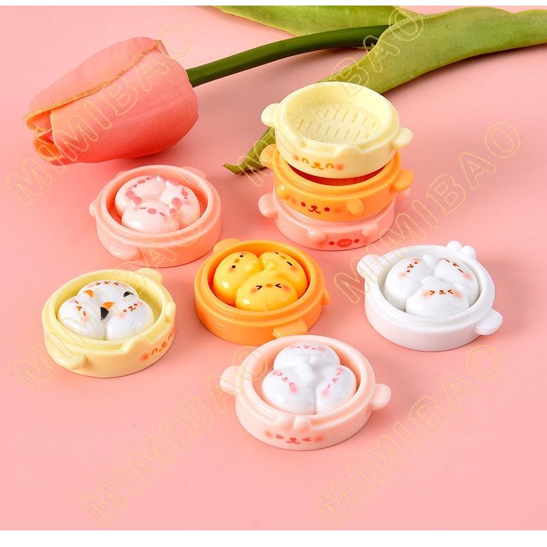 อาหารจําลองของเล่นการ์ตูนสัตว์นึ่งซาลาเปาพวงกุญแจ ทําเอง