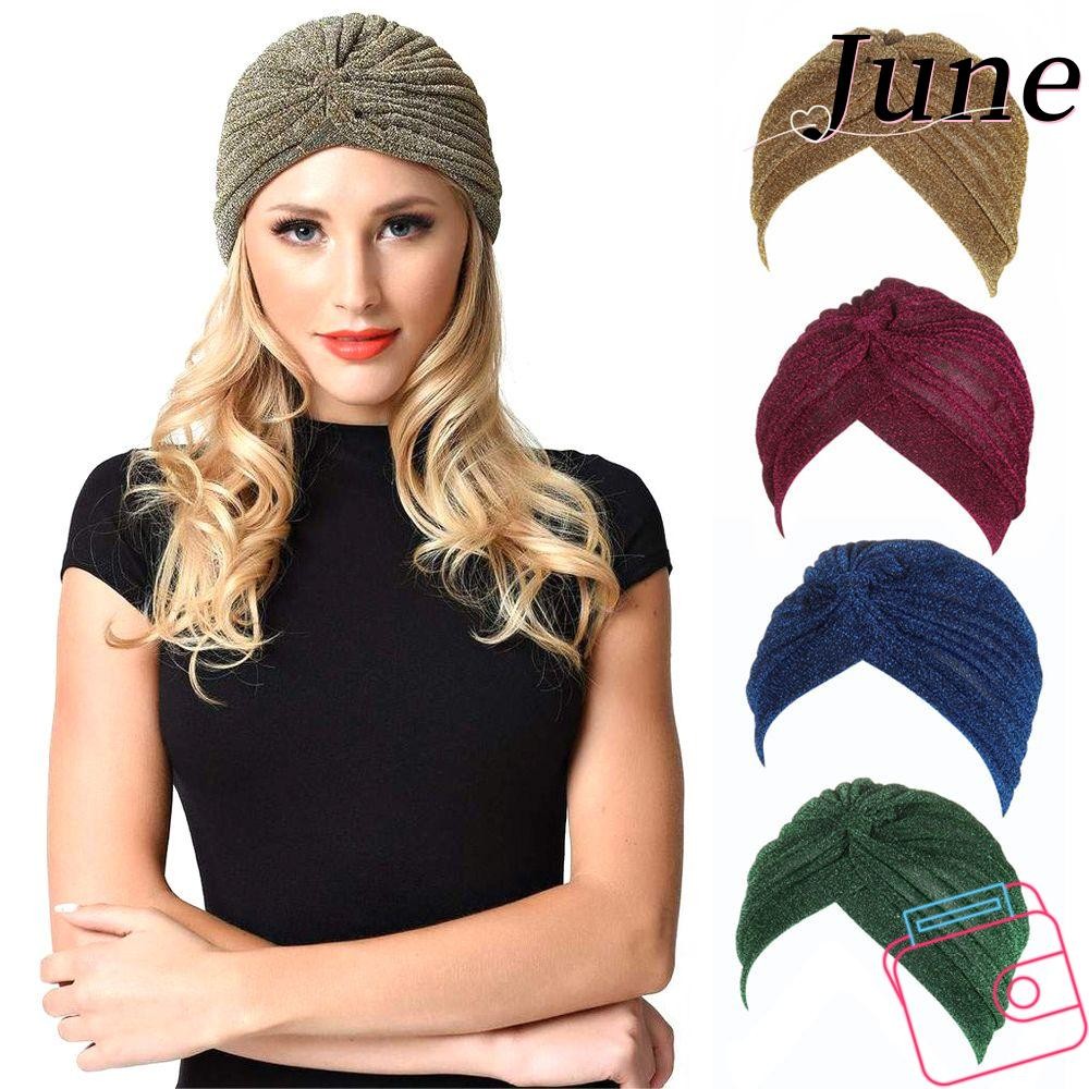 JUNE ฮิญาบผู้หญิง Ladies Hair Loss Turban Headbands หมวกมุสลิม