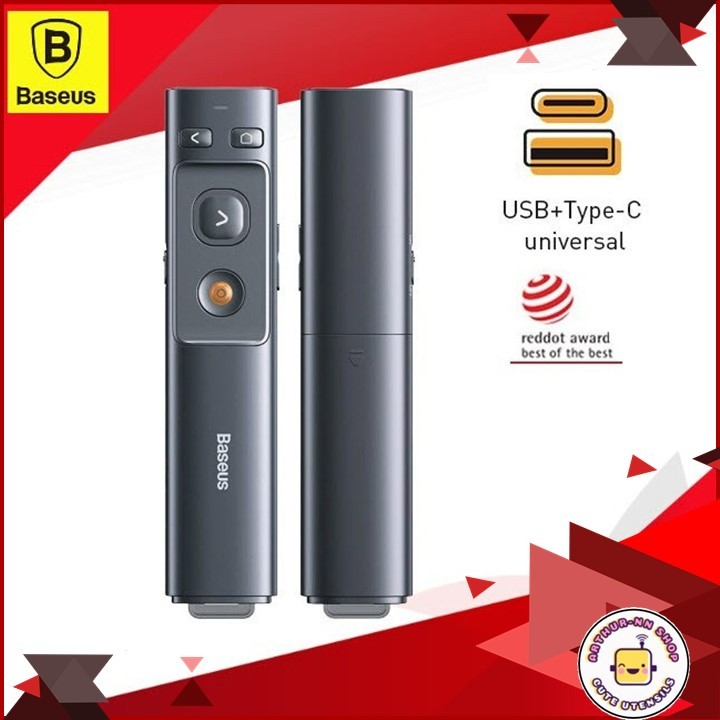 พร้อมส่ง Baseus รีโมทพรีเซนไร้สาย Type c + USB Wireless Remote Control Presentation Laser Pointer PP