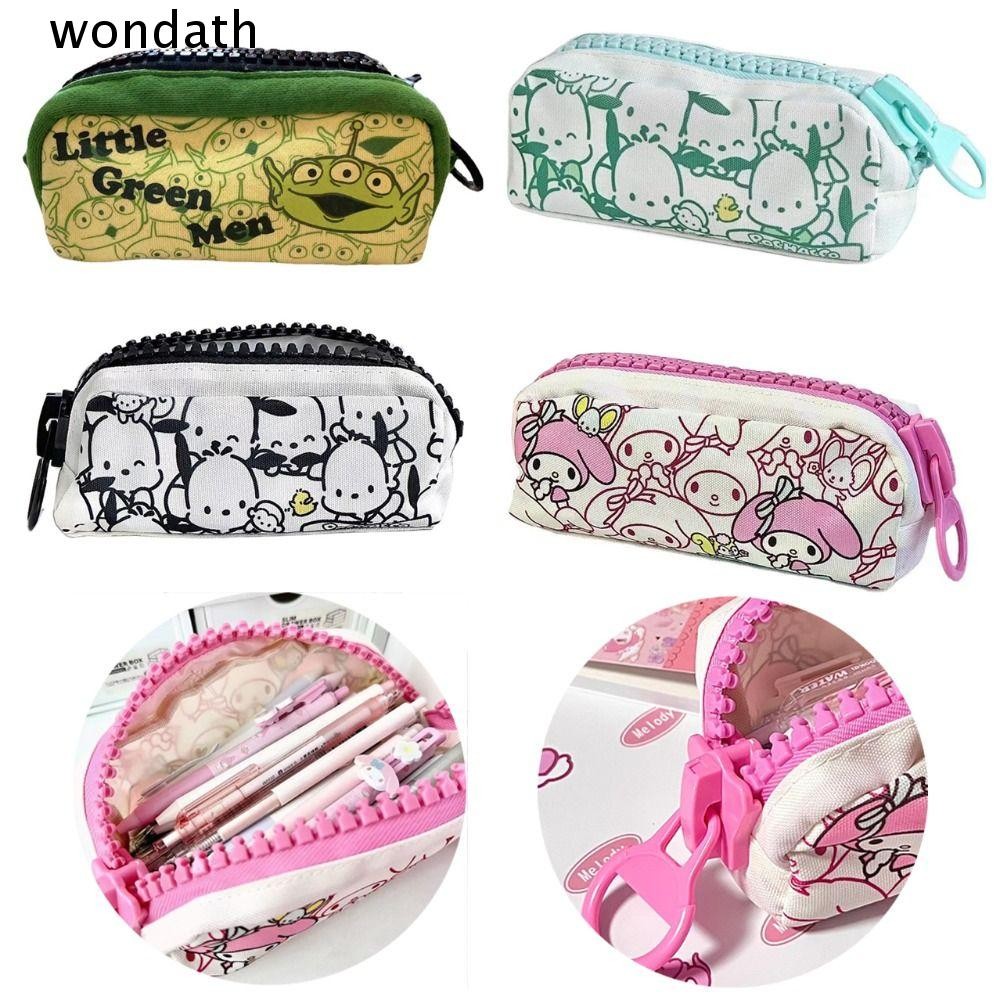 WONDA กระเป๋าใส่ปากกา,ดินสอออกแบบซิปขนาดใหญ่ความจุขนาดใหญ่,ตุ๊กตามัลติฟังก์ชั่น KT Cat Alien/Melody/Pochacco ปากกากระเป๋าเก็บของขวัญนักเรียน