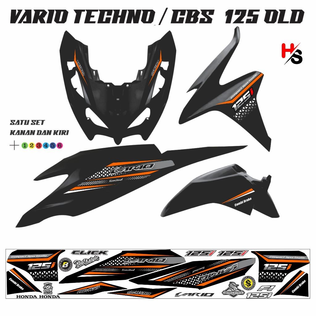 หลากหลายของ HONDA VARIO TECHNO 125 OLD KZR MOTORCYCLE BODY STRIPING STICKERS, LATEST VARIATION MOTIF