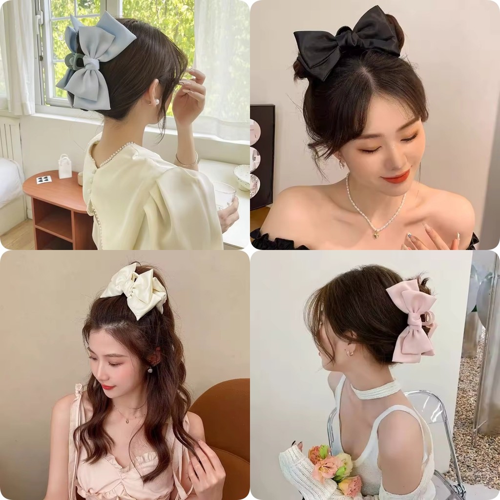 Bowknot Hair Claw ผู้หญิง Elegant ซาตินโบว์คลิปผม Vintage ซาติน Crab Hairpin สาวอุปกรณ์เสริมผม - รูปที่ 2