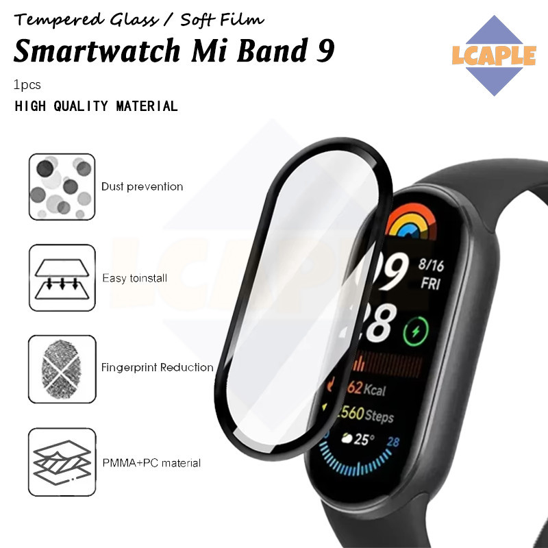 กระจกนิรภัย / ฟิล์มนุ่ม for Xiaomi Mi Band 10 9 8 อุปกรณ์ฟิล์มป้องกันหน้าจอ for Smartwatch Mi Band 1