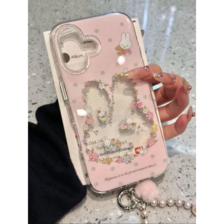 การ์ตูนน่ารักกระต่ายน้อยสีสันดอกไม้ เคส IPhone 11 14 16 17 15 12 13 Pro Max 8Plus X 7Plus XR 15 14 Plus XS Max SE2020