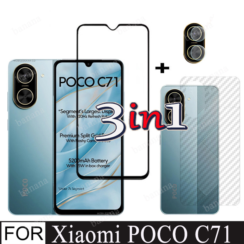 3in1 กระจกนิรภัยสําหรับ Xiaomi Poco C71 ป้องกันหน้าจอสําหรับ XiaomiPocoC71 C 71 C75 ด้านหน้ากระจกกลั