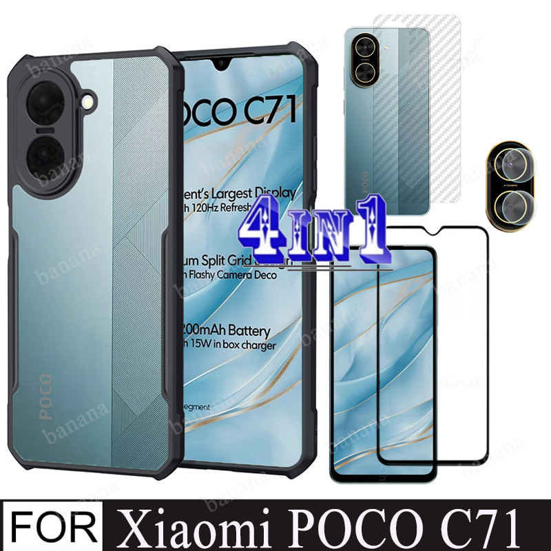Xiaomi Poco C71 เคสโทรศัพท์กันกระแทกสําหรับ XiaomiPocoC71 C 71 C75 C65 4in1 กระจกนิรภัยป้องกันหน้าจอ