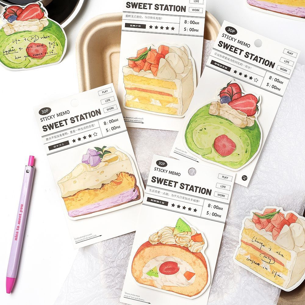 30 ชิ้นขนมธีม Self Sticky Notepads Memo Pads หน้า Marker สําหรับสํานักงานนักเรียนโรงเรียนเด็ก Class Birthday Party Favors Goodies กระเป๋าฟิลเลอร์