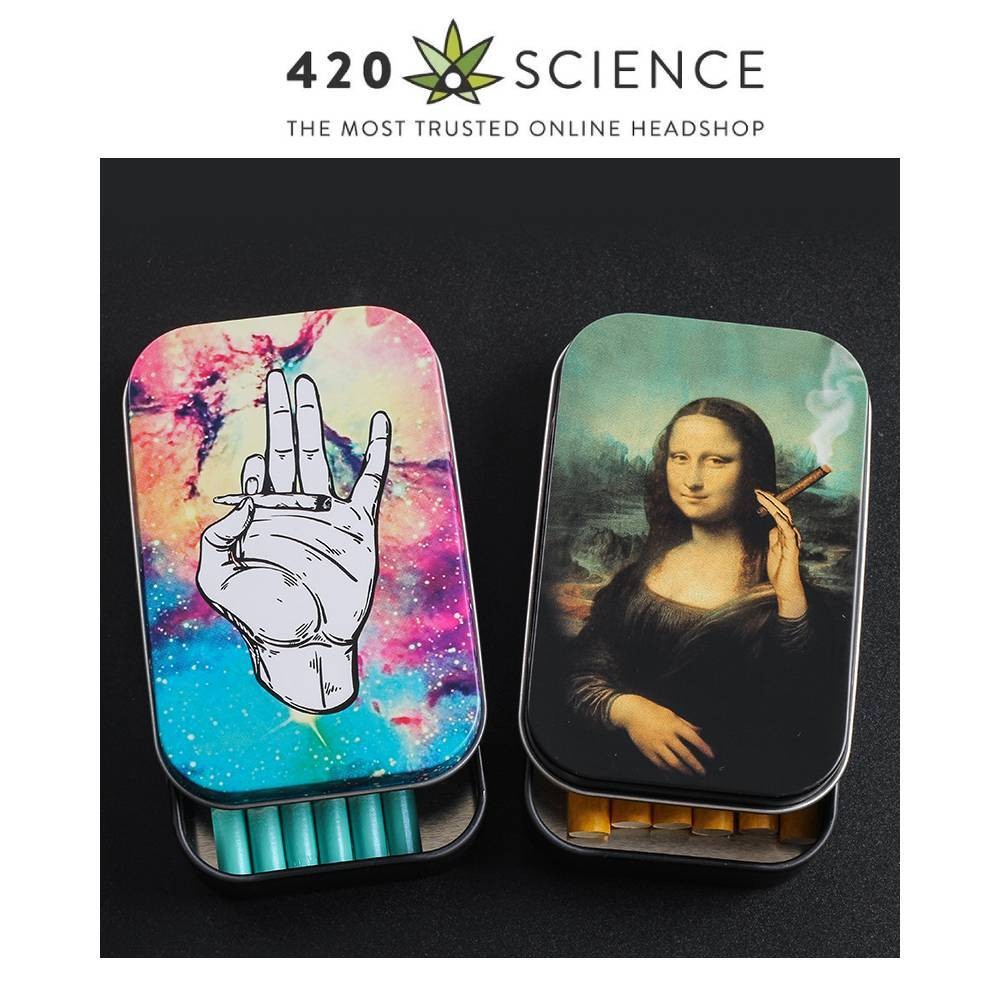 กล่องเก็บกรวยดีบุก โลหะ แฟชั่น 85MM Pre-rolled Cones Metal Stash Box