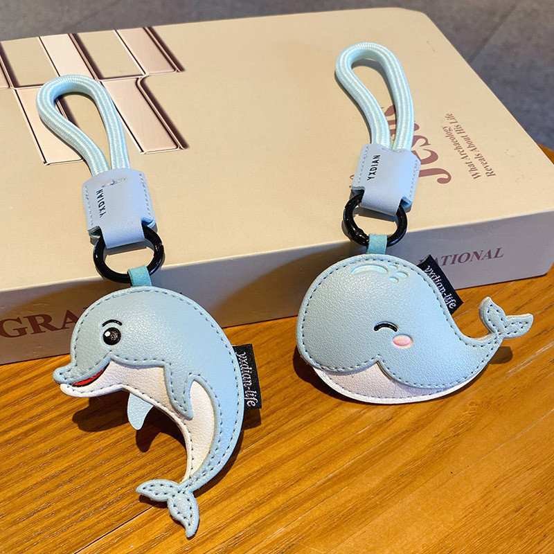 น่ารักสีฟ้าสี Sharks Whales Dolphins รูปร่างพวงกุญแจแฟชั่น Pu หนังสัตว์ทะเลพวงกุญแจสําหรับกระเป๋าเป้สะพายหลังเครื่องประดับ - รูปที่ 2