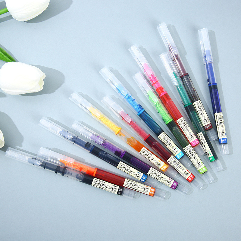 12ชิ้น/เซ็ตที่มีสีสันตรงปากกาเจลเหลว12สีแห้งเร็วคีย์จุดเครื่องหมายปากกา0.5มิลลิเมตรเข็มหลอดปากกาเคล็ดลับ ปากกา สีนักเรียนเขียนเครื่องหมายปากกา