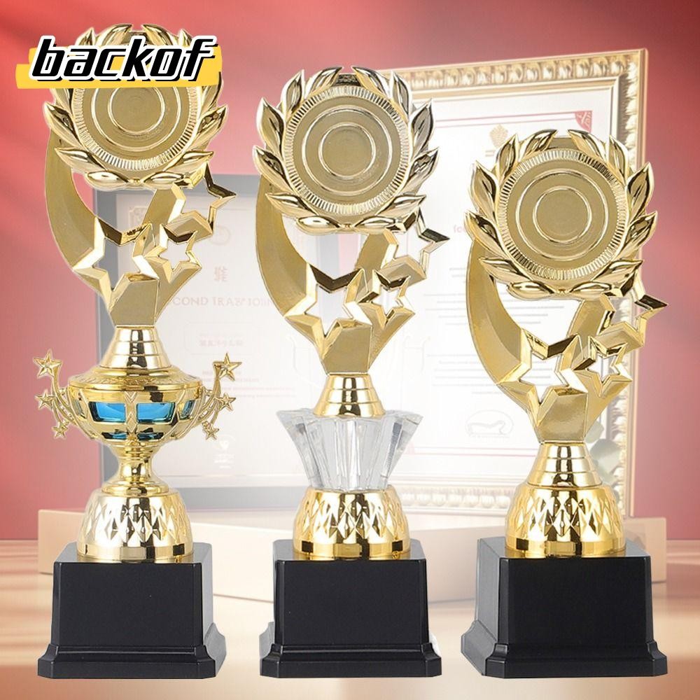 ถ้วยรางวัล แบ็คคอฟ ถ้วยรางวัลพลาสติกสีทองของที่ระลึกงานฝีมือฟุตบอลดาวคุณภาพสูงรูปปั้นทองขนาดเล็กการแสดงของเด็กตุ