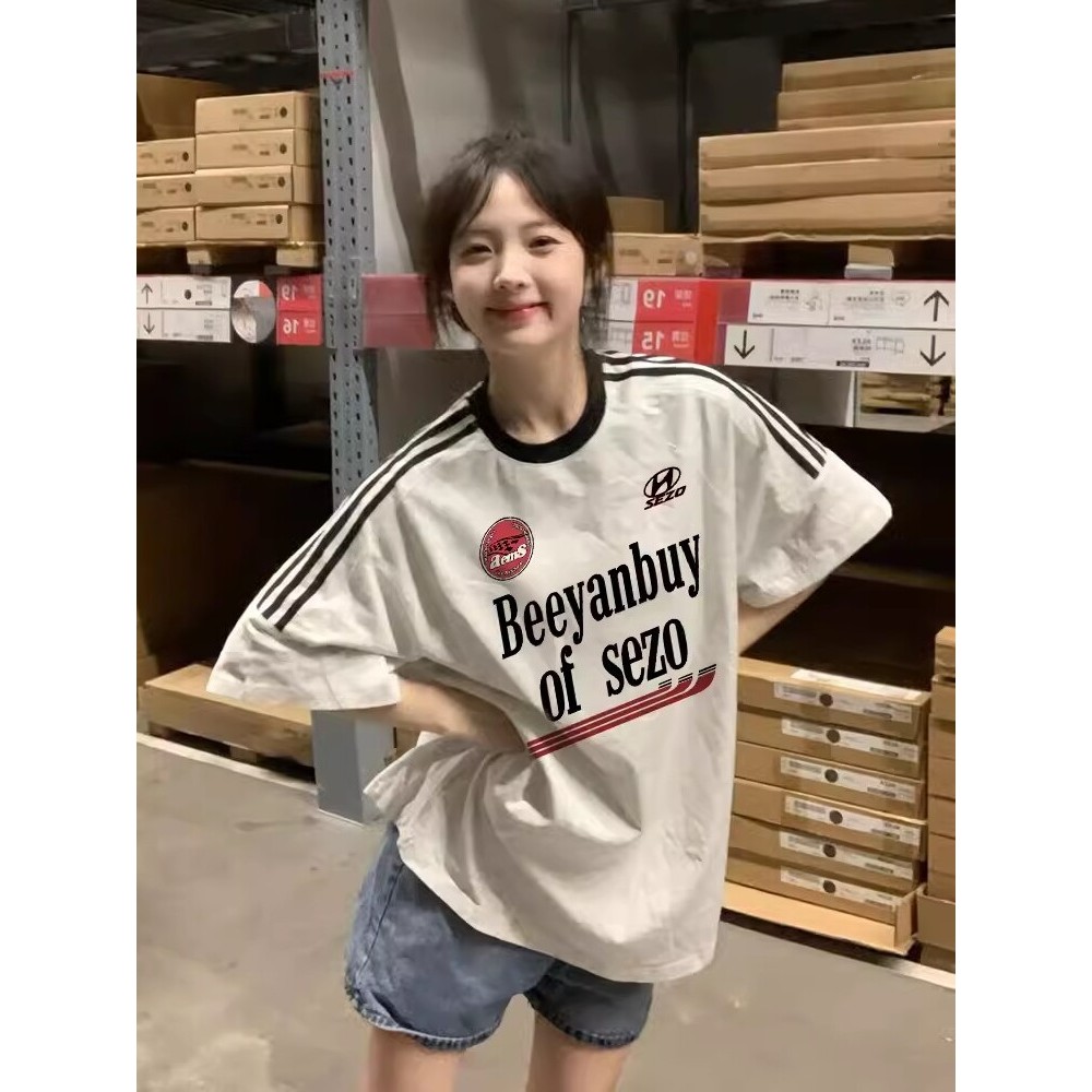 ส่งไวจากไทย TAYCEN M-2XL แขนสั้น ฝ้าย เสื้อยืด ผู้หญิง ลายทาง เสื้อสาวอวบ คอกลม เสื้อ oversize เกาหลี โอเวอร์ไซส์