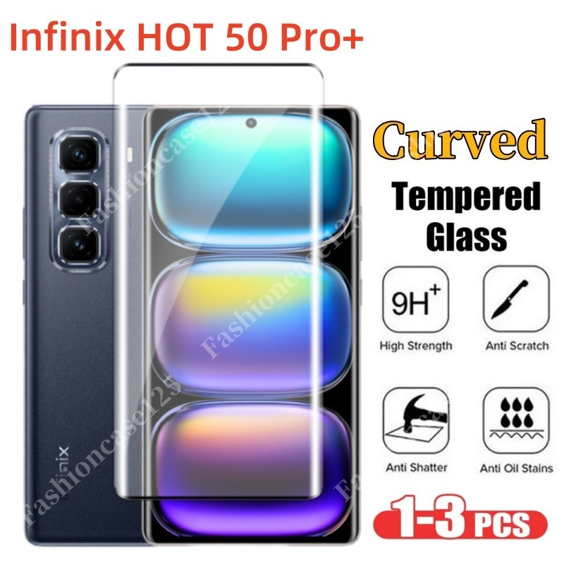 Infinix HOT 50 Pro + หน้าจอโค้งสําหรับ Infinix HOT 50Pro + hot50i 5G 4G กระจกนิรภัย HD Clear View ฟิล์มป้องกันกระจก Anti Scratch 9H ความแข็ง Anti Scratch