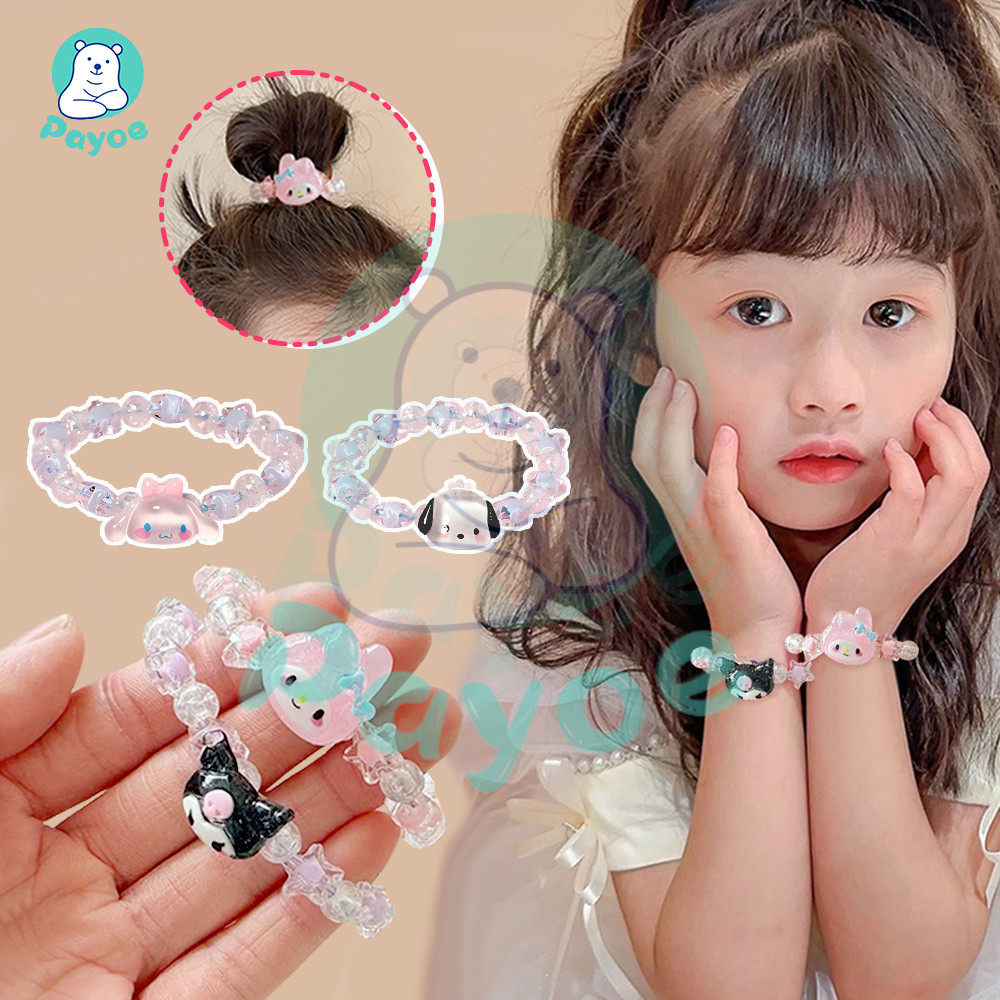 PAYOE สร้อยข้อมือคริสตัล กำไลข้อมือ sanrio ลาย Kulomi Cinnamon Dog สร้อยข้อมือลูกปัด สร้อยข้อมือคริสตัลเด็ก เครื่องประดั