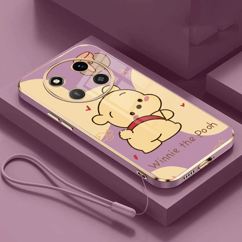 Honor X9C 5G X9C Winnie The Pooh Mobile Case Straight Edge Glossy Silicon Plating Back Soft Case
